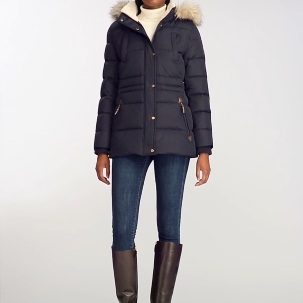 Faux fur trim hooded down coat-Ralph Lauren